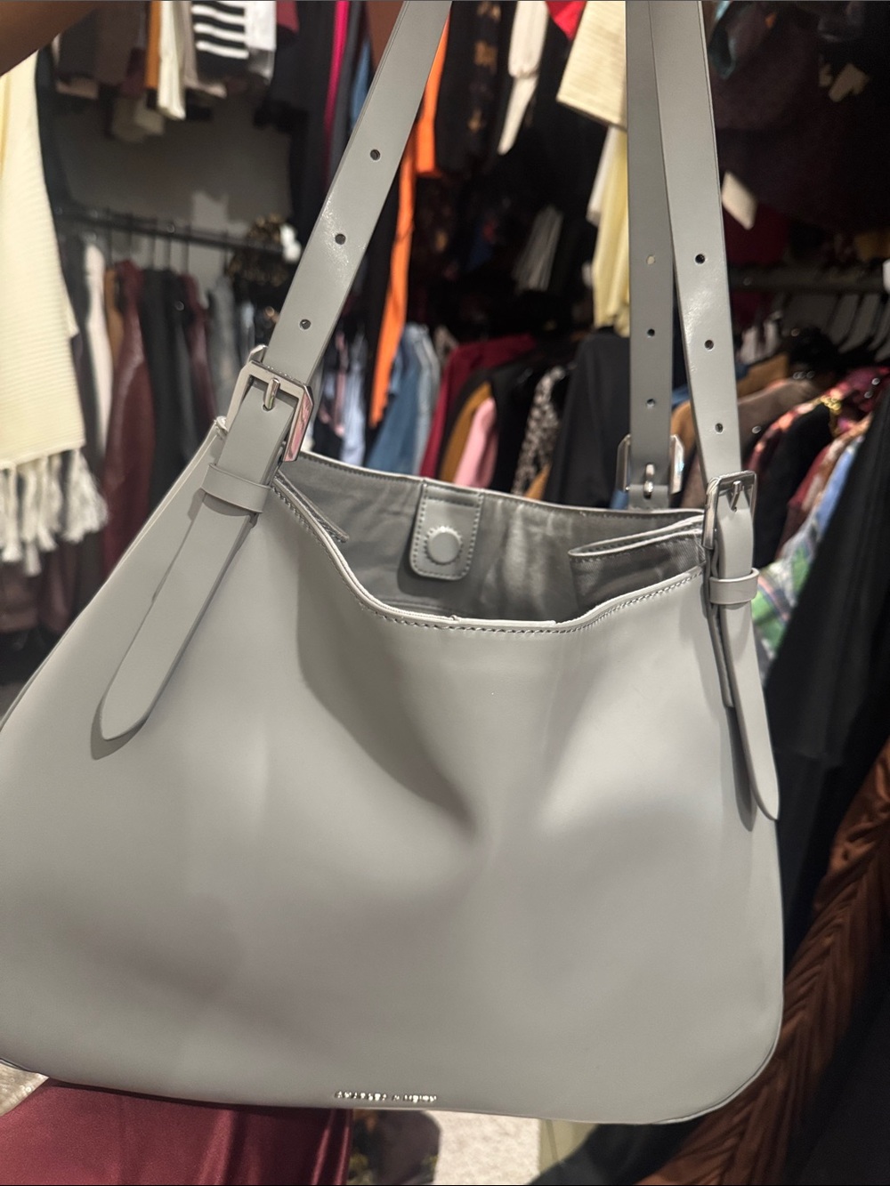 Charles & Keith Pale Gray Shoulder Bag with Double Straps